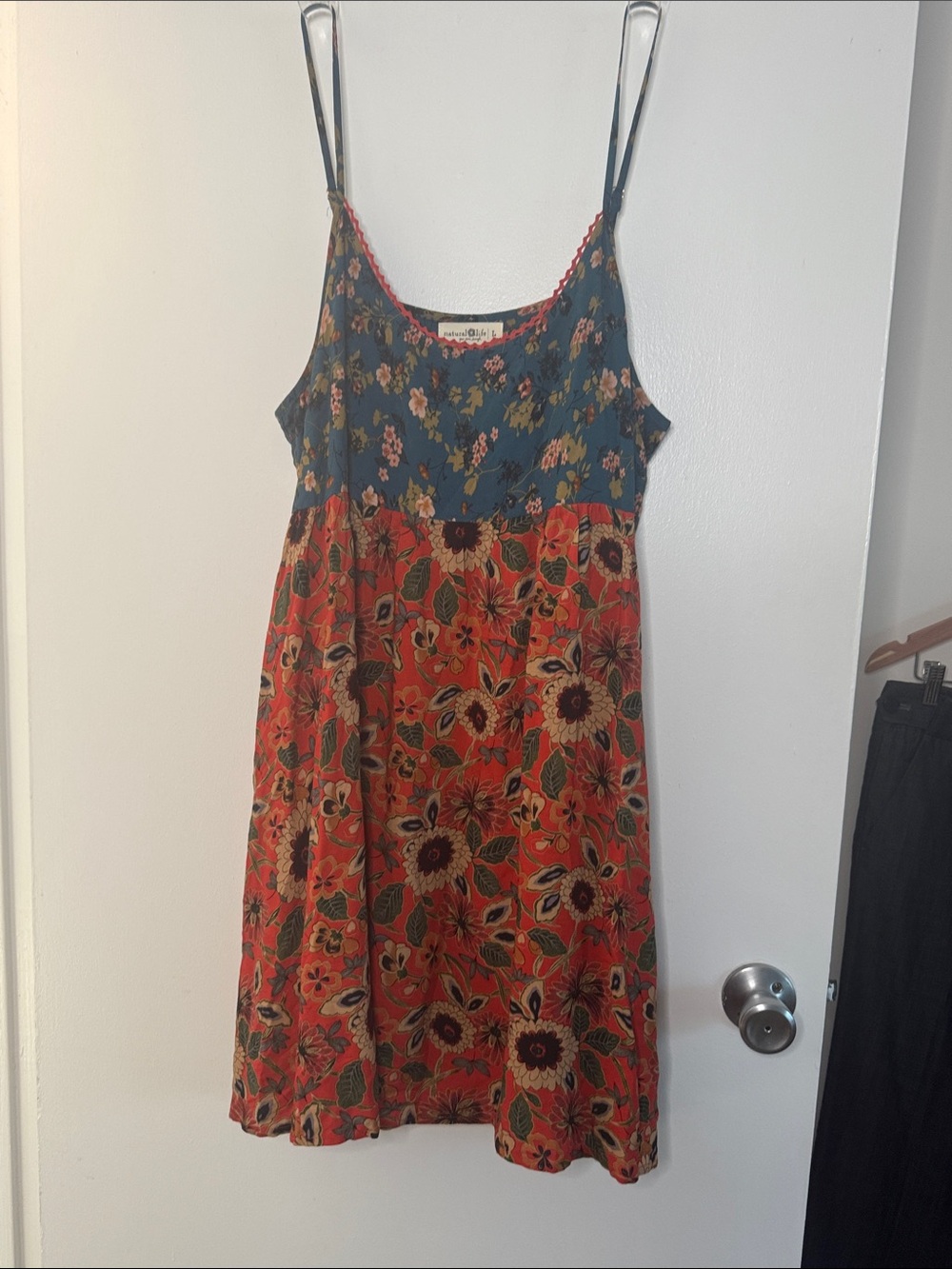 NATURAL LIFE Floral Spaghetti Strap Mini Dress - Blue & Red